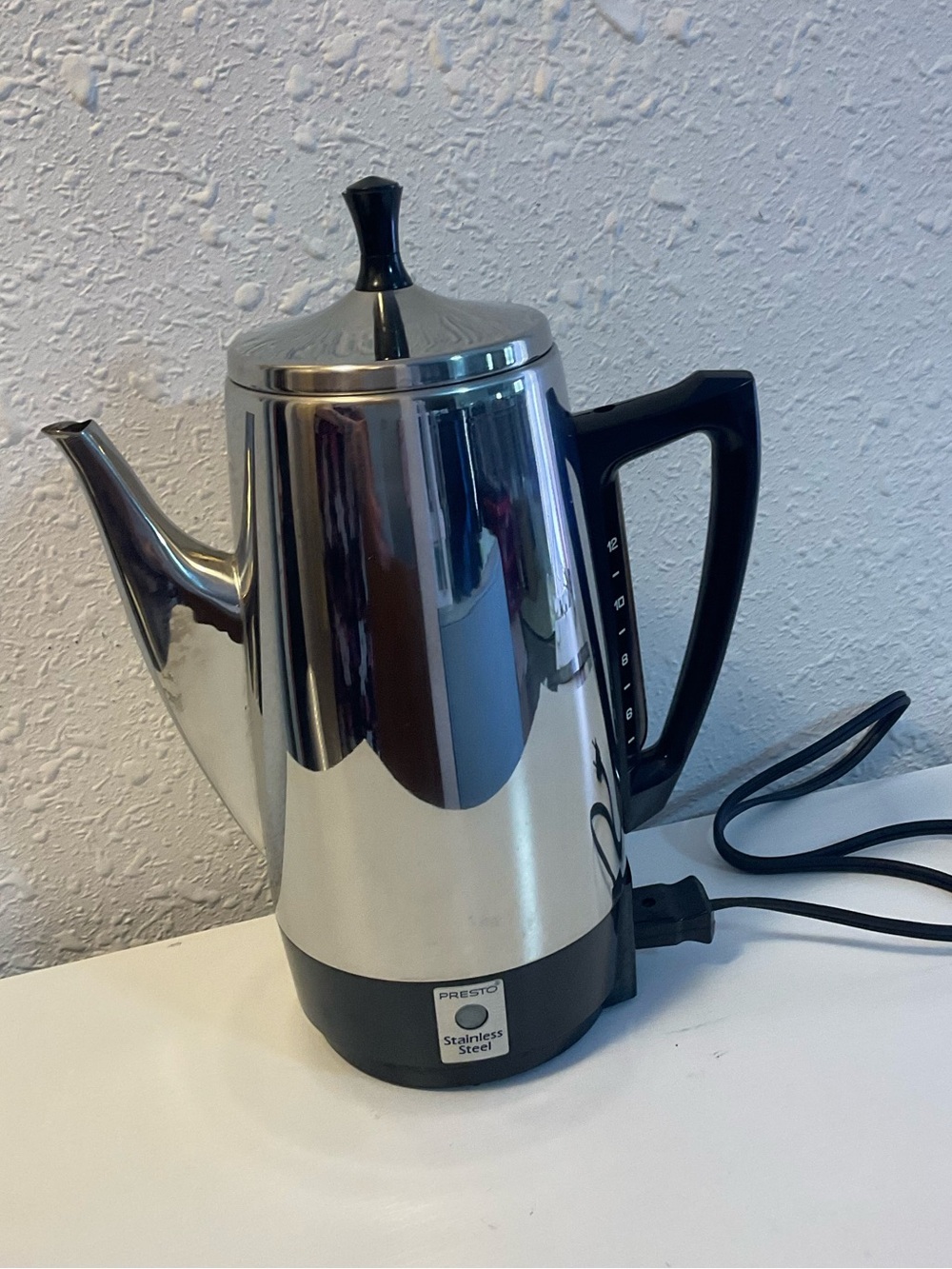 Vintage Presto Electric Percolator 12 Cup Stainless Steel Coffee Maker